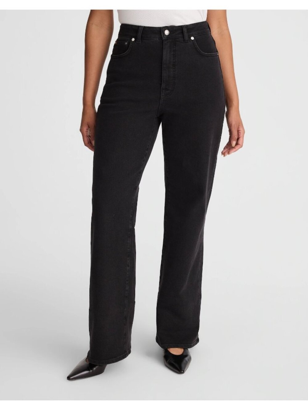 Madewell Curvy WideLeg Jeans W26 Black High Rise Magic Pockets Minor Flaw Staple